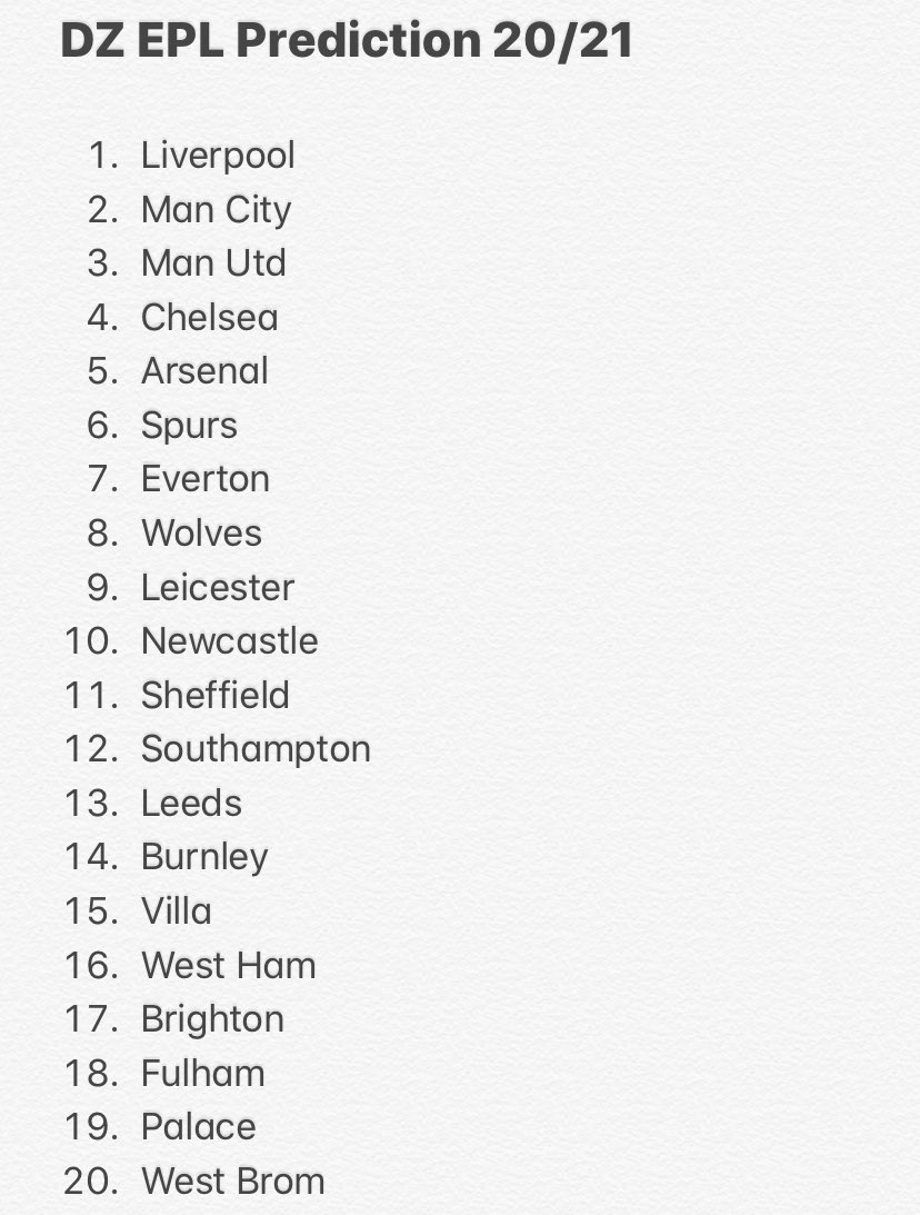 Dan44_Z's tweet photo. Never accurate these, but worth a shot #EPLPrediction https://t.co/spMYoLdKm7