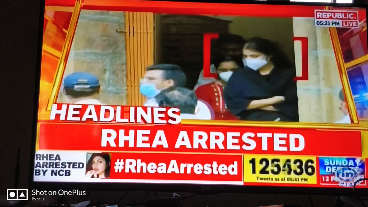 SejalChavan07's tweet photo. After 3 days of grilling, Narcotics Control Bureau (NCB) arrests #RheaChakraborty in drug case related to sushant singh Rajput's death probe.
THE TRUTH WILL REVEAL SOON !! 
#justiceforSushanthSinghRajput
 #SushantSinghRajputCase 
#WorldUnitedForSSRJustice https://t.co/10eEKca135