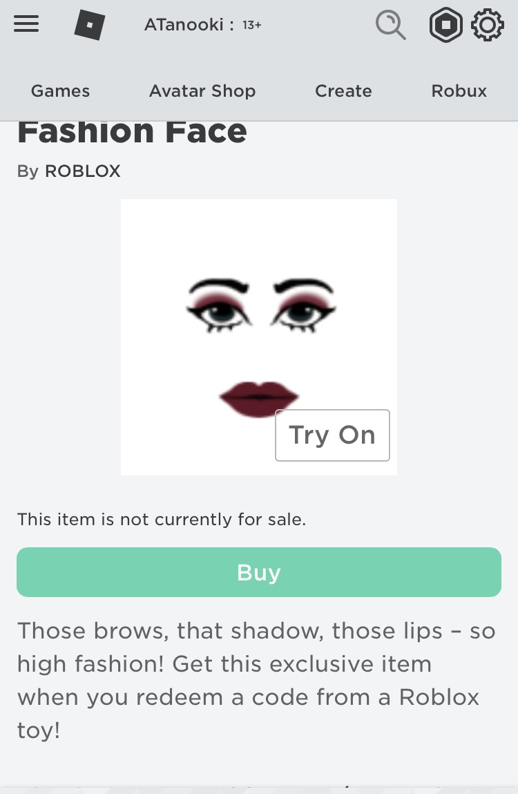 fashion face roblox