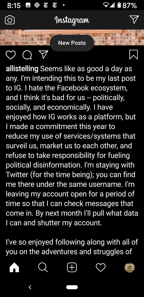 allistelling's tweet photo. Just put this up as my last contribution to @instagram before I use it as a read-only service and take the app off my phone. Sticking w Twitter (for now). So, yeah, #byeMark. https://t.co/qkhSTzx2dx