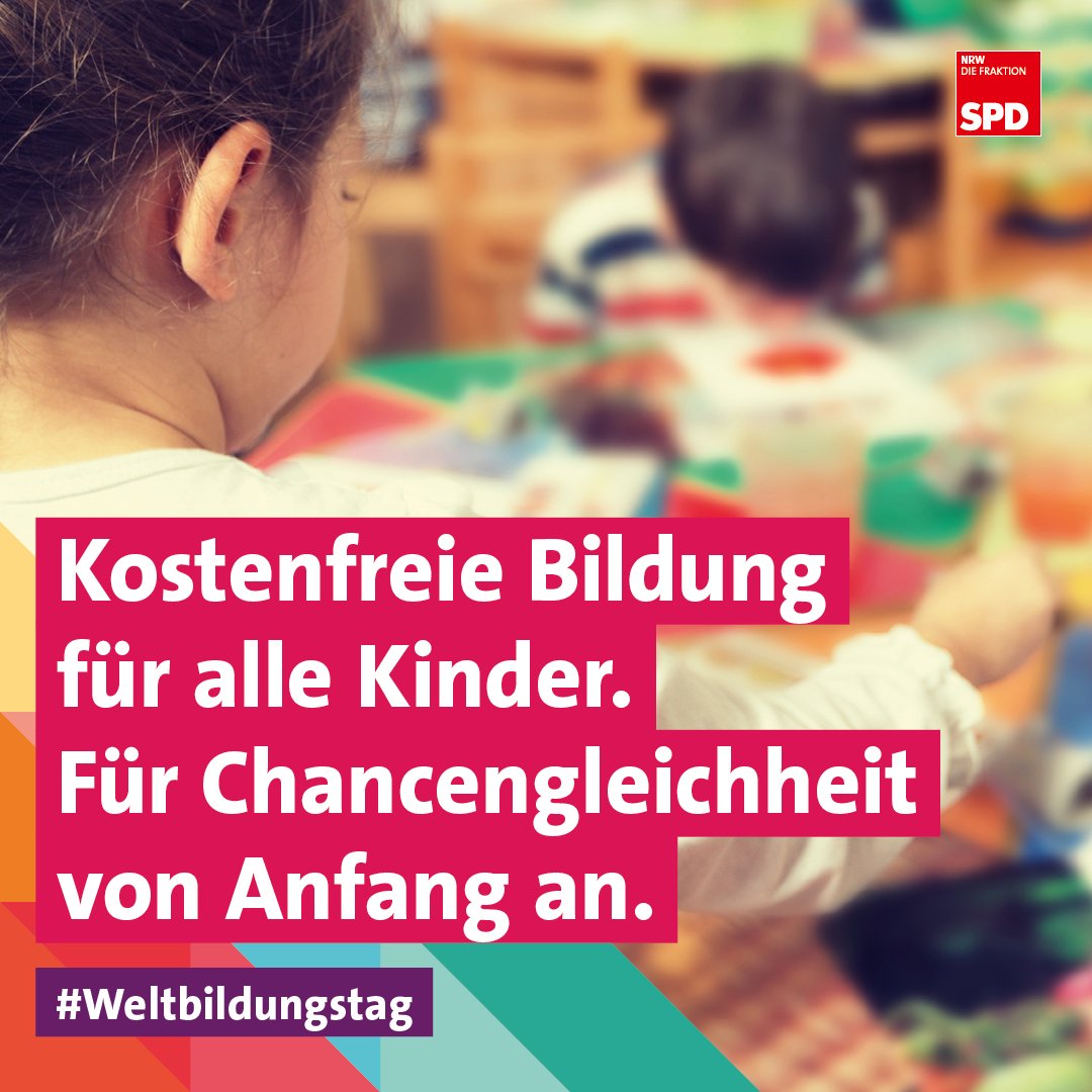 Bildungschancen von Kindern &amp; Jugendlichen hängen zu stark vom sozialen Status der Eltern ab. Corona hat das einmal mehr gezeigt. Wir brauchen einen sozialen Neustart. Unser Ansatz: kostenfreie Bildung von der Kita bis zum Master &amp; Meister.#Weltbildungstag
spd-fraktion-nrw.de/themen/familie…