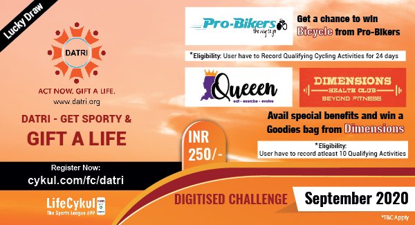 LifeCykul's tweet photo. Special Thanks to all our Sponsors for supporting this noble cause! @datriworld 

**Check the Eligibility for each reward category and stand a chance at winning some exciting prizes from our Sponsors!
#Neemans #ProBiker #Queeen #Dimensions #EnjoyaBall #RightLiving #anupamamenon https://t.co/DDsJcYo5n2
