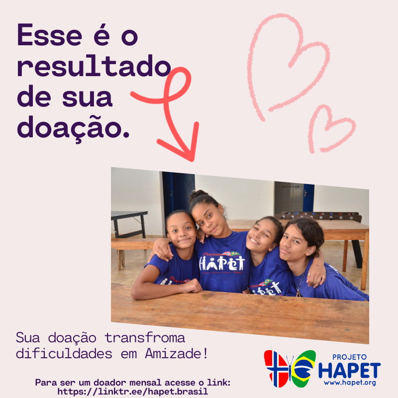 HapetProjeto's tweet photo. Olá, começamos a semana refletindo sobre Amizade, que muitas surgem durante os momentos de dificuldades pelos quais passamos. Seja um doador mensal acessando o link: https://t.co/znLiGmUPAH
#amizade #projetohapet #mudaomundo #generosidade https://t.co/rtVQXQBWyg