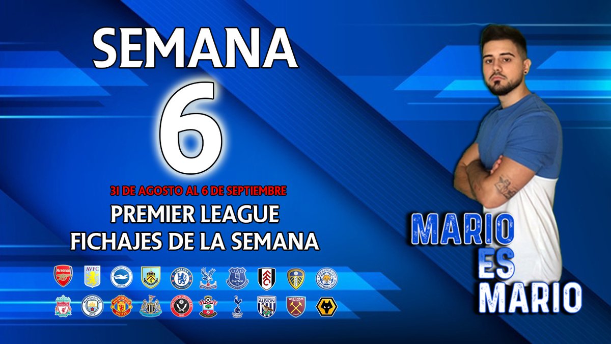 mariogp98's tweet photo. 🚨 NUEVO VÍDEO EN EL CANAL 🚨

🇬🇧 FICHAJES DE LA SEMANA EN LA PREMIER LEAGUE | 6ª semana: 31 de agosto al 6 de septiembre

⚠️ Havertz, Allan, Van de Beek, Gabriel, Fábio Silva...

Agradezco cada 🔁 o ❤️.

📎 | https://t.co/QTkmEjsZyU https://t.co/wh7PNRI8tX