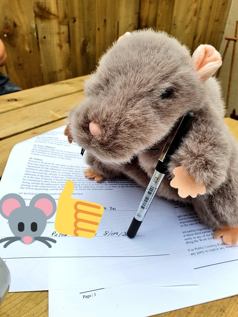 So, took Riz to meet <a href="/Sixth_Element/">Sixth Element Publishing</a>  today, turn away, and look at what the little bugger does! Signing the contract! Suppose its only fair. After all, this is the story of Riz meeting Brennan.
You all just have to wait till April 2021 to read it 😉
#amwriting #WritingCommunity