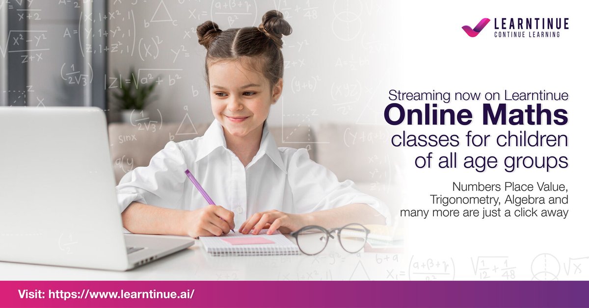 learntinue's tweet photo. Get the best maths learning experience with #Learntinue online maths classes. Visit: https://t.co/565J0M8jG4 to explore new ways to make learning fun !
#OnePlatform #OnlineLearningForAll #OnlineLearning #FamilyThing #Maths #learningmadefun https://t.co/Ogq1xzKzyl