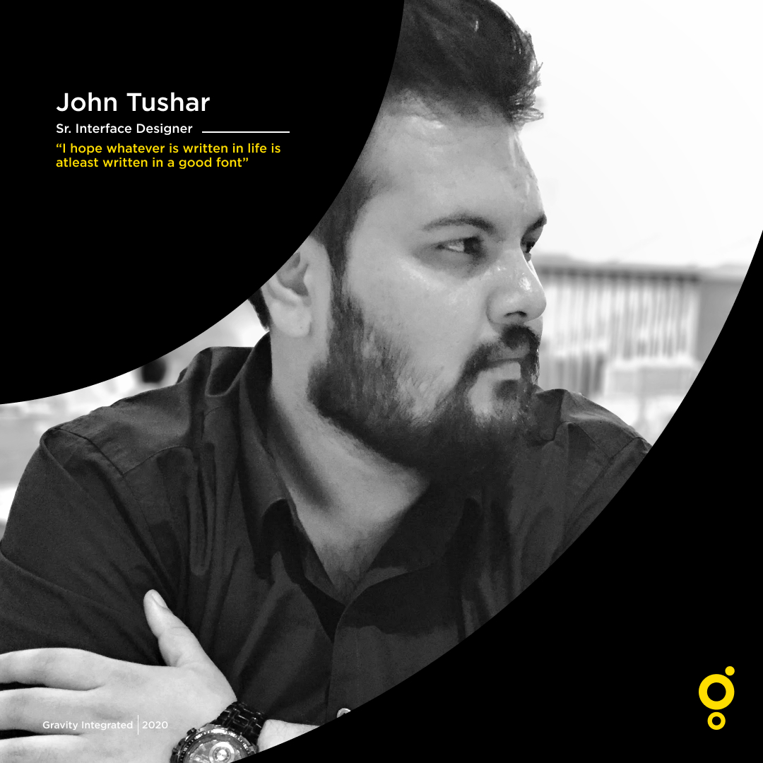 GravityInt's tweet photo. Meet John Tushar. His core ideology about design and its form factor is that it should be simple and functional. 
Know more about him here: https://t.co/sNNj9lM99F
 #GravityIntegrated #FeelThePull https://t.co/g0kaUjlWee