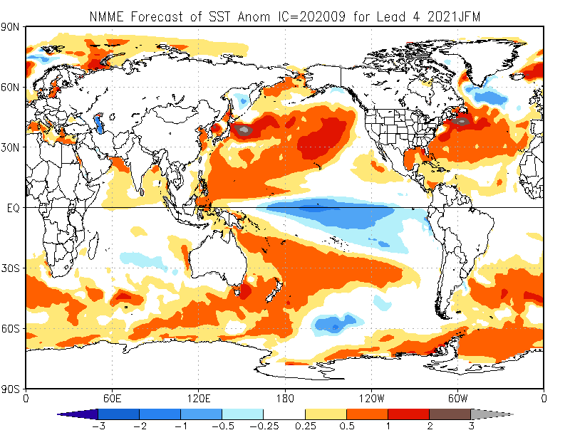 jnmet's tweet photo. Latest from NMME continues to favor #LaNina into boreal winter before trending neutral or toward a La Nina Modoki in late boreal winter or boreal spring. https://t.co/dBi3crtu9o