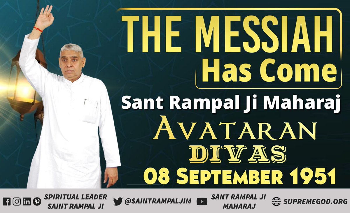 DadudassM's tweet photo. #TheLiberator_SantRampalJi
God’s incarnation in Haryana
The small village Dhanana in Haryana is that pious location in India where the Great Saint Rampal Ji Maharaj took birth as an incarnation of Supreme Lord 🙏🏻
Savior of the World https://t.co/1Ak8RqBIlJ