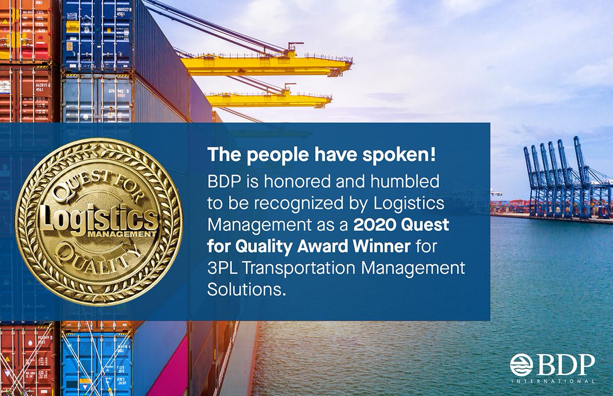 We are still so humbled by the recognition as a Top 3PL in the annual Quest for Quality Awards! Thank you to our customers, who make everything we do, possible. #QuestforQuality #Top3PL #BDPwegotthis