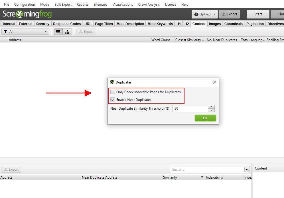 Fun way to set up redirect mapping for a site migration - Switch to list mode. 'Enable Near Duplicates' &amp; disable 'Only Check Indexable Pages For Duplicates' under 'Config > Content > Duplicates'.