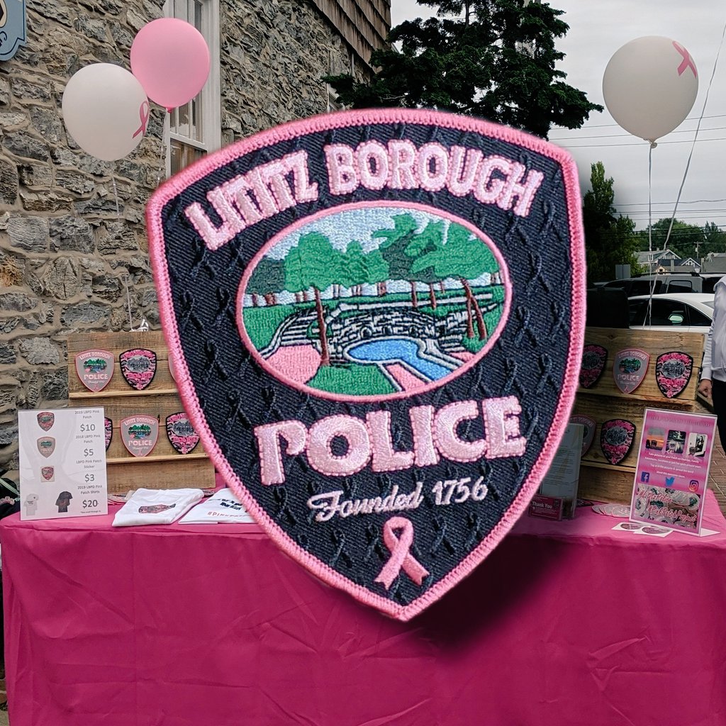 LititzPolice's tweet photo. Just Announced...The #LBPDPinkPatch booth will be Downtown for #SecondFriday. Stop by and get your hands on the 2020 #LBPDPinkPatch this Friday from 5pm-9pm East Main Street at Sturgis Lane. #PinkPatchProject #LovinLititzEvery2nd https://t.co/33sOQf0Bhv
