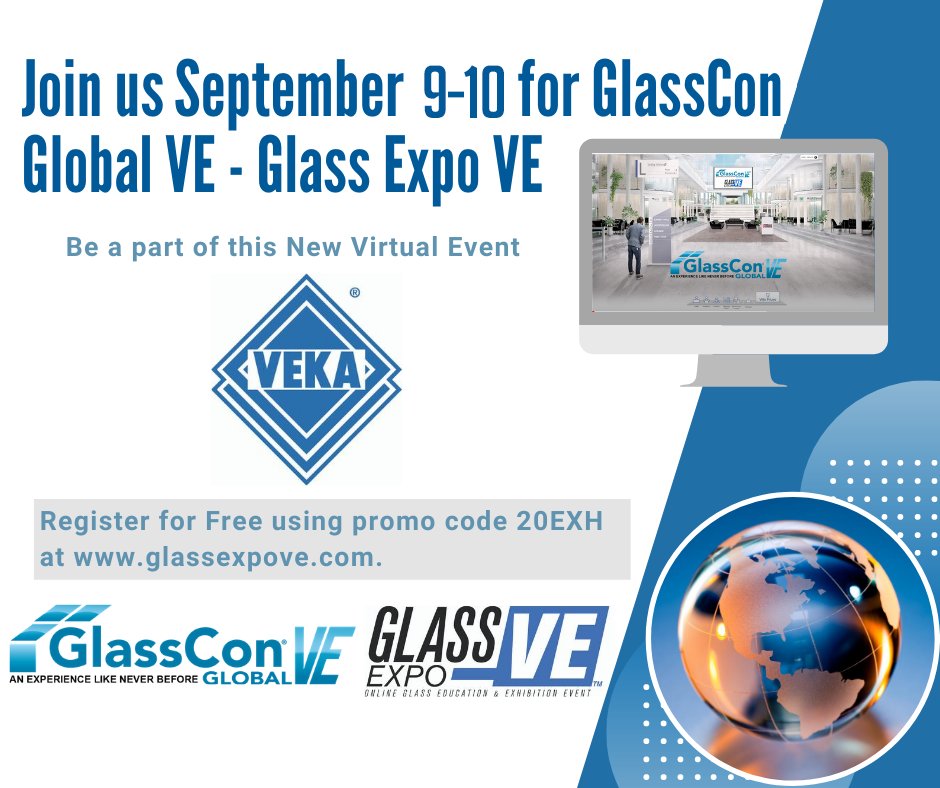 vekainc's tweet photo. Beginning tomorrow, join us for GlassCon Global VE-Glass Expo VE https://t.co/qXWPX8EvLG. Exhibit hall hours are 1 p.m. - 5 p.m. ET. Come live chat with us!  #GCGVE #GEVE #fenestration https://t.co/qigeE3as41