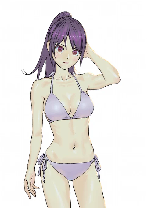 残暑お見舞い～
#イラスト女の子 #ポニ #ビキニ 