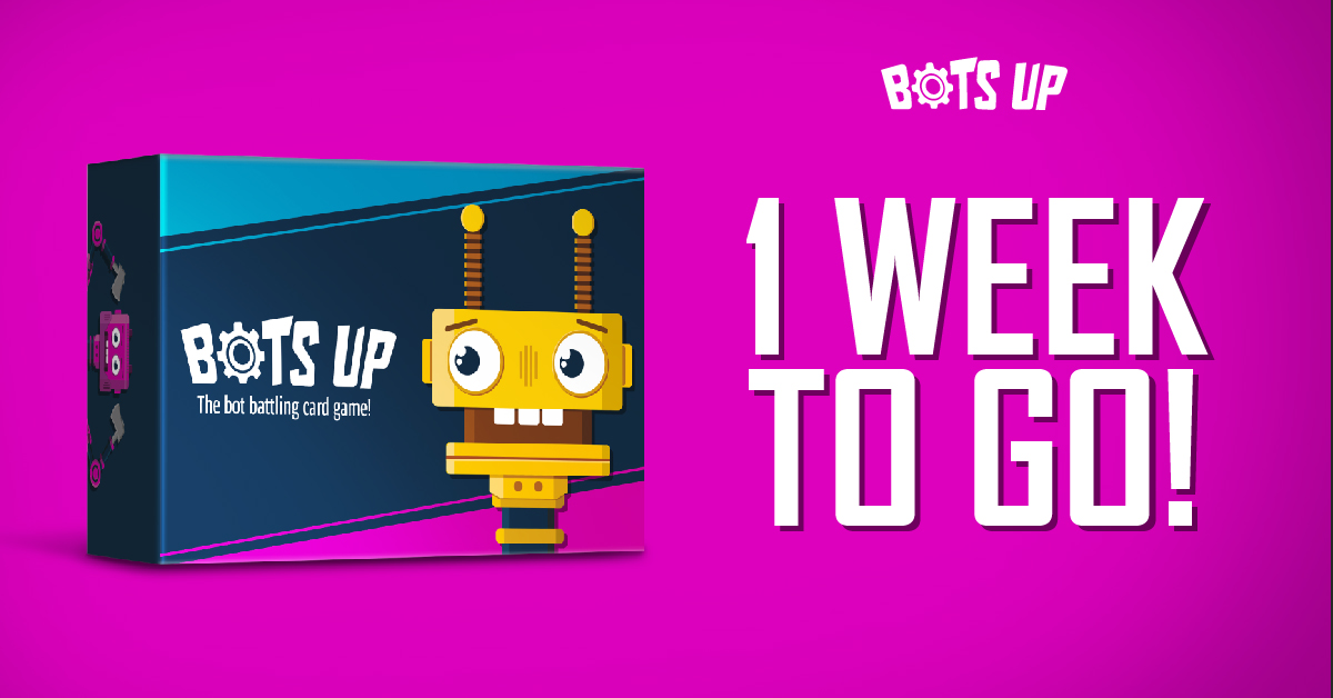 bots_up's tweet photo. Only 1 week until the #Robots are unleashed into the #Kickstarter world! Let's hope they behave themselves!

#tabletopgames #boardgamegeek #familygames #playtime #buildrobots #battle #tabletopgaming #bggplay #1weektogo #STEM #familytime #partytime #nearlyhere https://t.co/IzzOcBNfJl