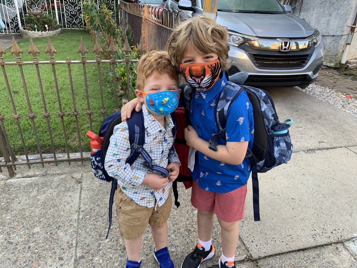 afmiller_31's tweet photo. First day of school, 2020 style. Holden in first grade, Beck in PreK. Good luck guys!! #Fox29backtoschool #fox29goodday https://t.co/Hhtg3pXkK7