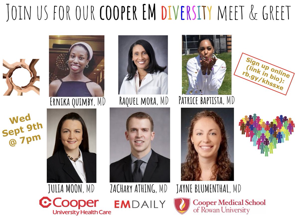 CooperEMed's tweet photo. #HeyMedStu - Join us for our EM Diversity Meet &amp; Greet tomorrow 9/9 @ 7p - sign up by 5p for zoom link! Can’t wait to meet you!
#embound #diversityinmedicine #diversitymatters #emresidency #emergencymedicine #match2021 #cooperfam https://t.co/boKgbOkJ9L