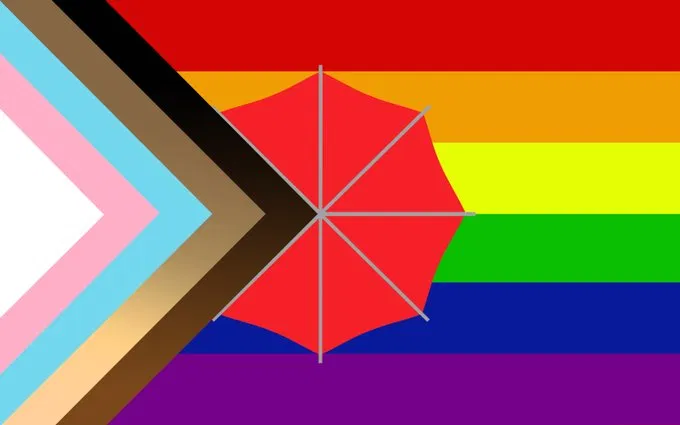 Protukipiste's tweet photo. Toivotamme hyvää Helsinki Pride -viikkoa heiluttaen lippua, jonka on suunnitellut seksityöaktivisti @TheJasonDomino. Punainen sateenvarjo muistuttaa seksityöntekijöistä, jotka ovat työssään kohdanneet syrjintää ja väkivaltaa. #protukipiste #sexworkersrights #happypride2020 https://t.co/ONdPoxd0o1