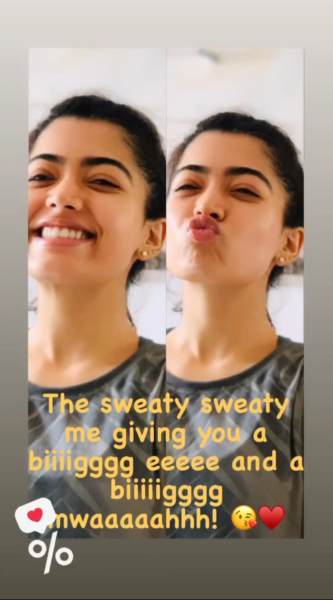 . <a href="/iamRashmika/">Rashmika Mandanna</a> deserves all the credit for keeping me motivated and happy these days ❤️🙌! 
Thanks for these sweety 😘❤️