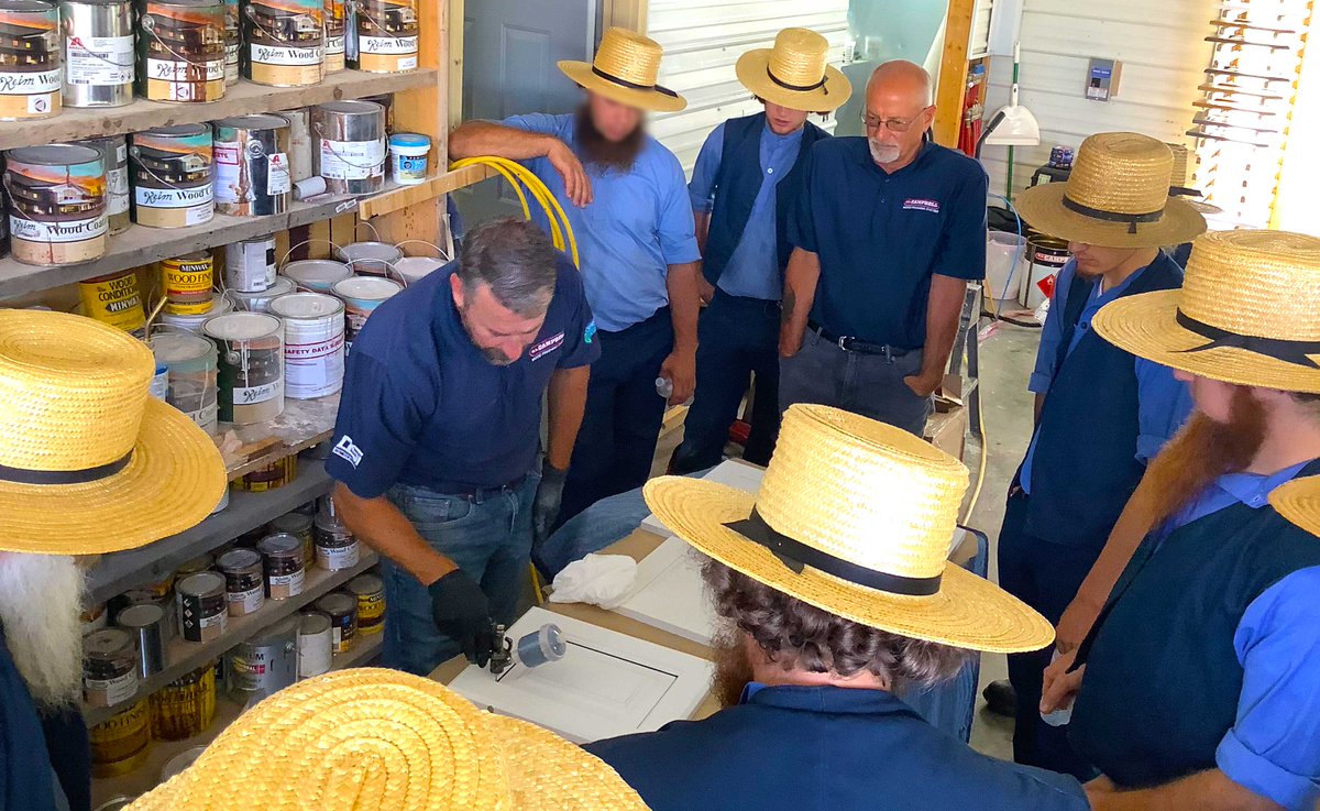 dsi_service's tweet image. Dozens of Pro Wood Finishers in West Salem, Ohio attended a spray day sponsored by M.L. Campbell and DSI Thursday, Sept. 3 at JL Cabinetry. They reviewed new products and the latest finishing techniques while enjoying common sense, fellowship and food. #MLCampbell #WoodFinishing
