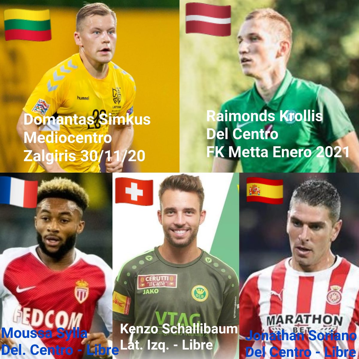 Hettore_LP's tweet photo. Jugadores interesantes para la #UDLasPalmas. Los dos primeros son jóvenes, juegan en ligas pequeñas y tienen contratos próximos a expirar. Los tres últimos están libres https://t.co/jp4QuIeTur