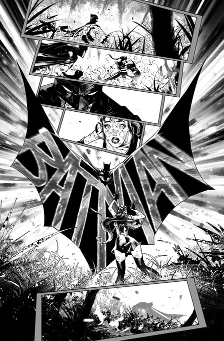 After reading @JamesTheFourth  great script, I understood that maybe there was a cool way to tell this sequence with images, so I paid a homage to the old classic logo. The comic language has no limits!.. ;) #batman #98 I'M BATMAN! 