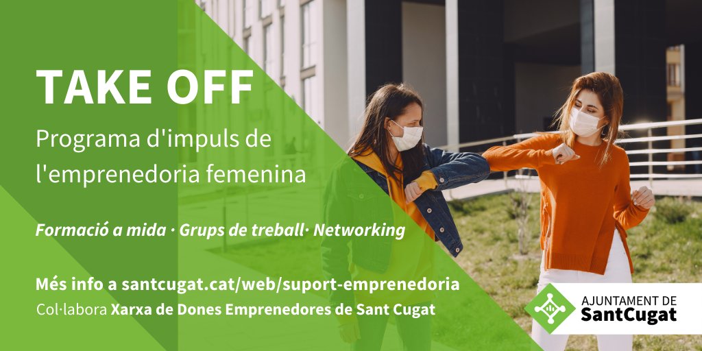 ✅Posem en marxa el ‘Take Off’, un programa formatiu per impulsar l’emprenedoria femenina @XdescSC 👍Ets empresària? Apunta't a la sessió informativa del proper 15 de setembre. 📲Tota la informació a santcugat.cat/web/suport-emp…