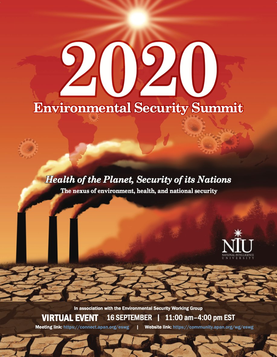 JRBeauregard's tweet photo. Join us (virtual) 16 September 11am-4pm EST for #ESS2020. Create an APAN account @ https://t.co/JrenSW7TE8 (required) &amp; register HERE: https://t.co/lf7OvosBX1. Link to event is in the graphic below. #coronavirus #COVID19 #climatechange #nationalsecurity @BenZaitchik @drjbalbus https://t.co/LnM2urK2VQ