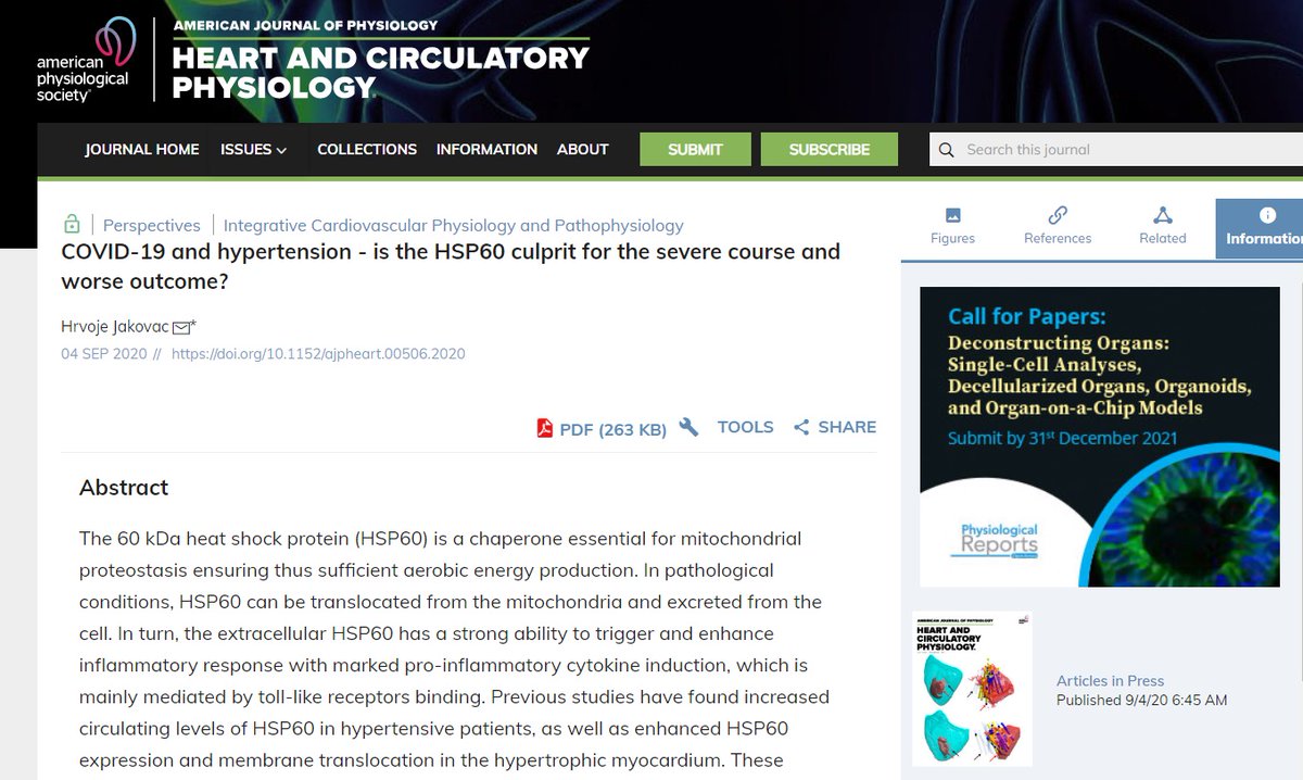ajpheartcirc's tweet photo. #FREE #ArticlesInPress COVID-19 and hypertension - is the HSP60 culprit for the severe course and worse outcome?
https://t.co/FQtpxv9QIJ
@UniRijeka
#COVID19 #hypertension #HSP60 https://t.co/cIE1NuFpkn