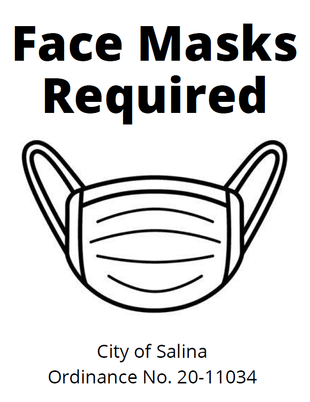 This is a friendly reminder that there is a mask ordinance. The ordinance (No. 20-11034) mandates that face coverings are worn when individuals are in any public space where social distancing of 6 feet at all times is not possible. salina-ks.gov/filestorage/18…