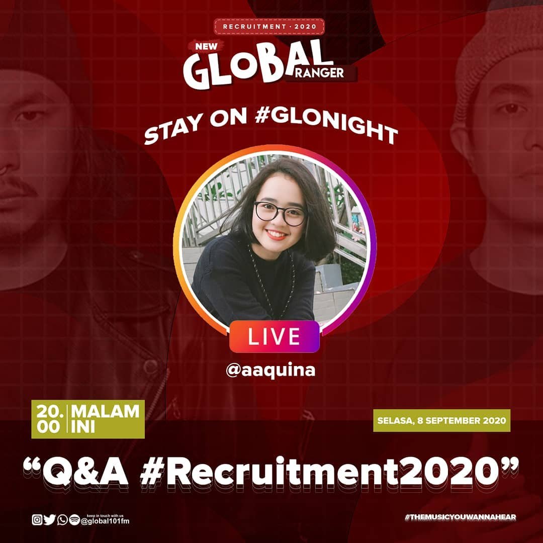 global101fm's tweet photo. Hey, yang pada tanya-tanya tentang #Recruitment2020 jangan sampai ketinggalan nih! SEKARANG ya!

Bareng @DodotCikidutsz @Gunawansinaga_ &amp; @aaquina17 skuy!

Stay on #GLONIGHT https://t.co/kYKbLWWVJE