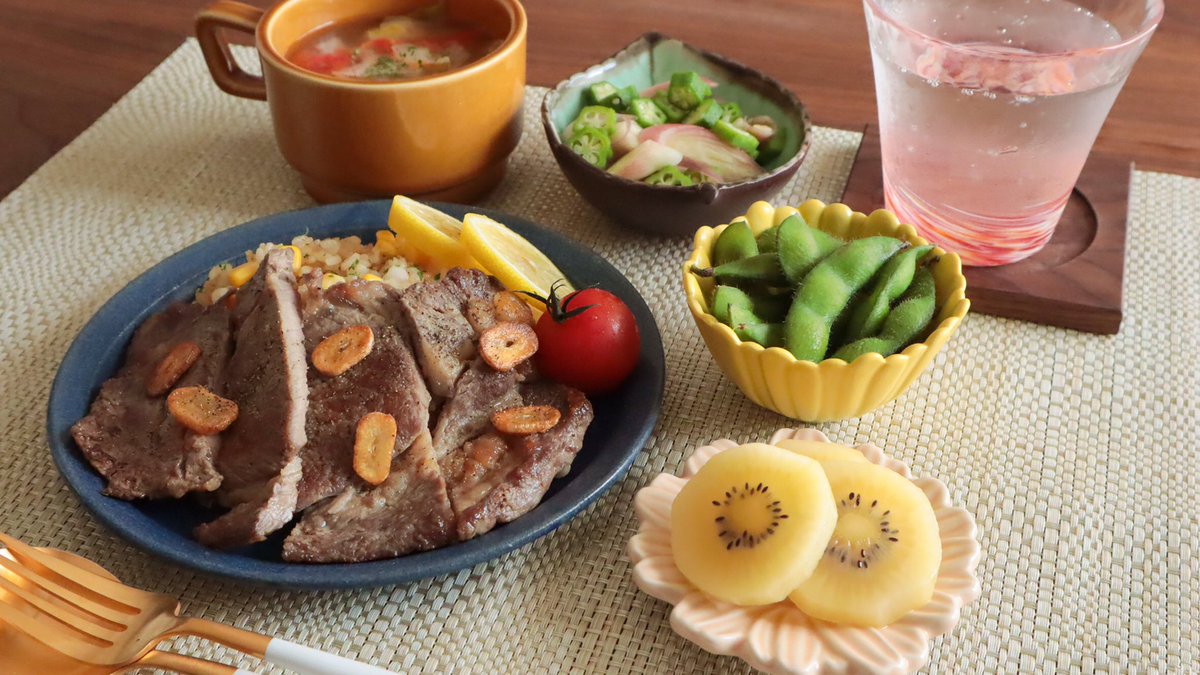 Mariko 節約時短料理家 調理の様子は動画にしてます 40分で4品 ステーキ ガーリックライス献立 レシピは概要欄にのせてます T Co Typx7cszoj
