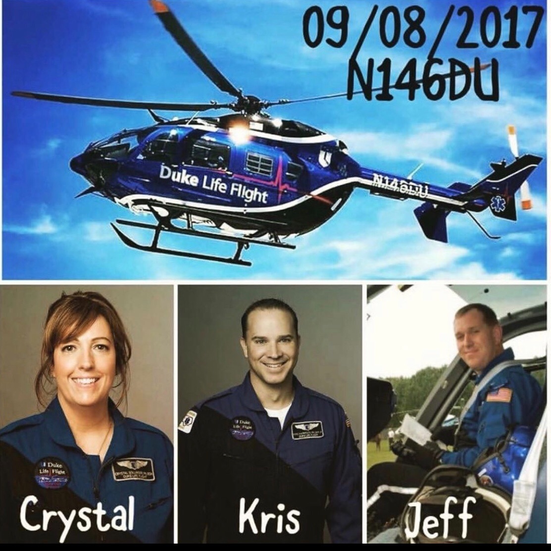 UNCAirCare's tweet photo. We will never forget Crystal, Kris, and Jeff. Our thoughts are with you all today.
#dukestrong #dukelifeflight https://t.co/FAj3OrHZPJ