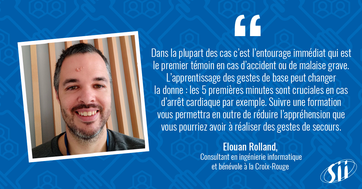 GroupeSII's tweet photo. La #JournéeMondialedesPremiersSecours, c'est dans 4 jours avec la @CroixRouge. L'occasion pour @ElouanRolland collaborateur de @sii_ouest et bénévole à la Croix Rouge, de rappeler l’importance de la sensibilisation aux gestes qui sauvent. 
#croixrouge #JMPS #GestesQuiSauvent https://t.co/A0acD4LhYZ