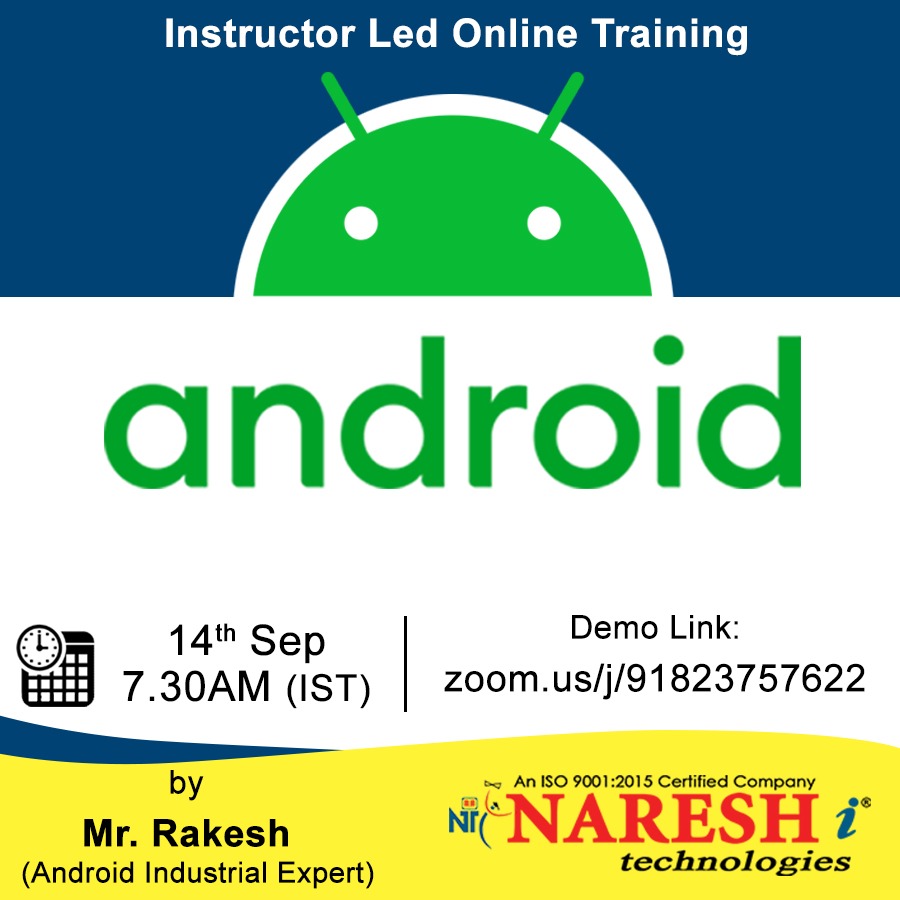 nareshitech's tweet image. Enroll Now: zcu.io/jUZ2
Attend Free Demo on Android Online Training by Mr. Rakesh
Demo on: 14th September @ 07.30 AM (IST)
For More Details:
Visit: zcu.io/bPzv
#android #androidtesting #fragments #Onlinetraining #Course