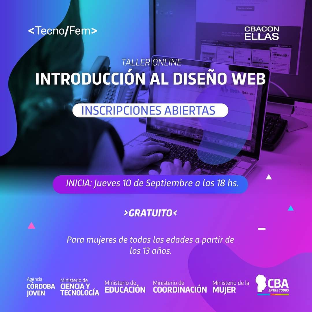 JInriville's tweet photo. 📢 Inscripciones abiertas para el Taller de Diseño Web de #TecnoFem. Inicia el 10 de septiembre a las 18 hs, a través del canal de Youtube del Ministerio de la Mujer.
📝 Inscripciones en el siguiente link: https://t.co/usSwoeoDeR https://t.co/9dC6oPnU3Q