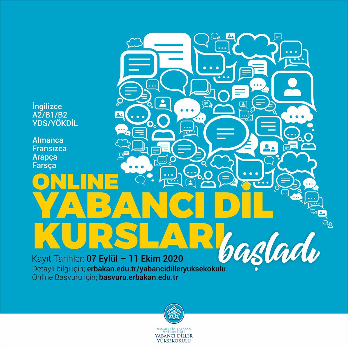 Online dil kurslarımız başlamıştır. İstediğiniz programı seçerek başvurunuzu yapabilirsiniz 👏👏<a href="/CemZorlu/">Prof. Dr. Cem Zorlu</a> <a href="/NEUniversitesi/">Necmettin Erbakan Üniversitesi</a> Başvuru: basvuru.erbakan.edu.tr
