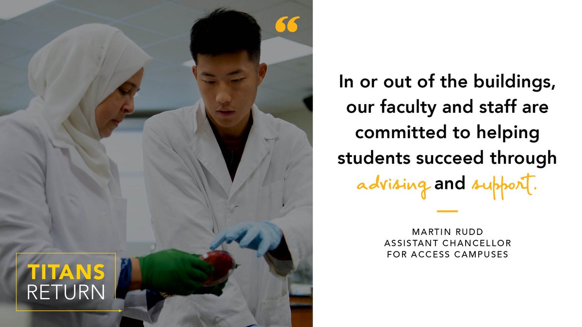 "In or out of the buildings, our faculty and staff are committed to helping students succeed through advising and support." –Martin Rudd, assistant chancellor for access campuses

Learn more about our return to the fall 2020 semester: bit.ly/2QrXjYU