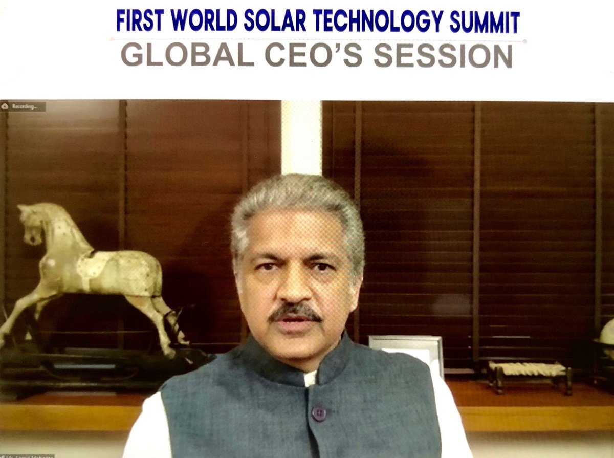 Prakashukla's tweet photo. “We in India are capable of #frugal #innovation. 

Key metric is Innovation per unit of money spent. 

Let us make #solarpower our Sudarshan Chakra to fashion a bright &amp; shining future.”

~~⁦@anandmahindra⁩ at 
World #Solar #Technology Summit. 

⁦@isolaralliance⁩ https://t.co/Obh6Sw4nzl