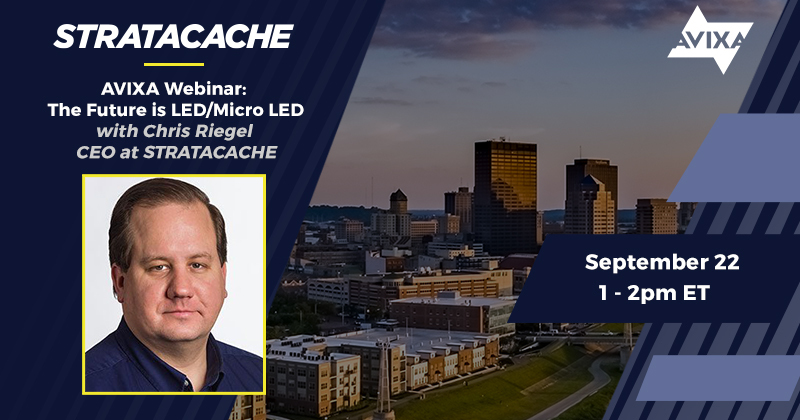 STRATACACHE's tweet photo. #SaveTheDate: September 22nd at 1pm ET! Our CEO, Chris Riegel will be a guest presenter on @AVIXA's Digital Signage Power Hour #Webinar. He will discuss the future of technology, specifically LEDs and micro LEDs!  #STRATACACHEfamily 

Register here: https://t.co/dfC5K697oe https://t.co/v7Fi2hhCnt