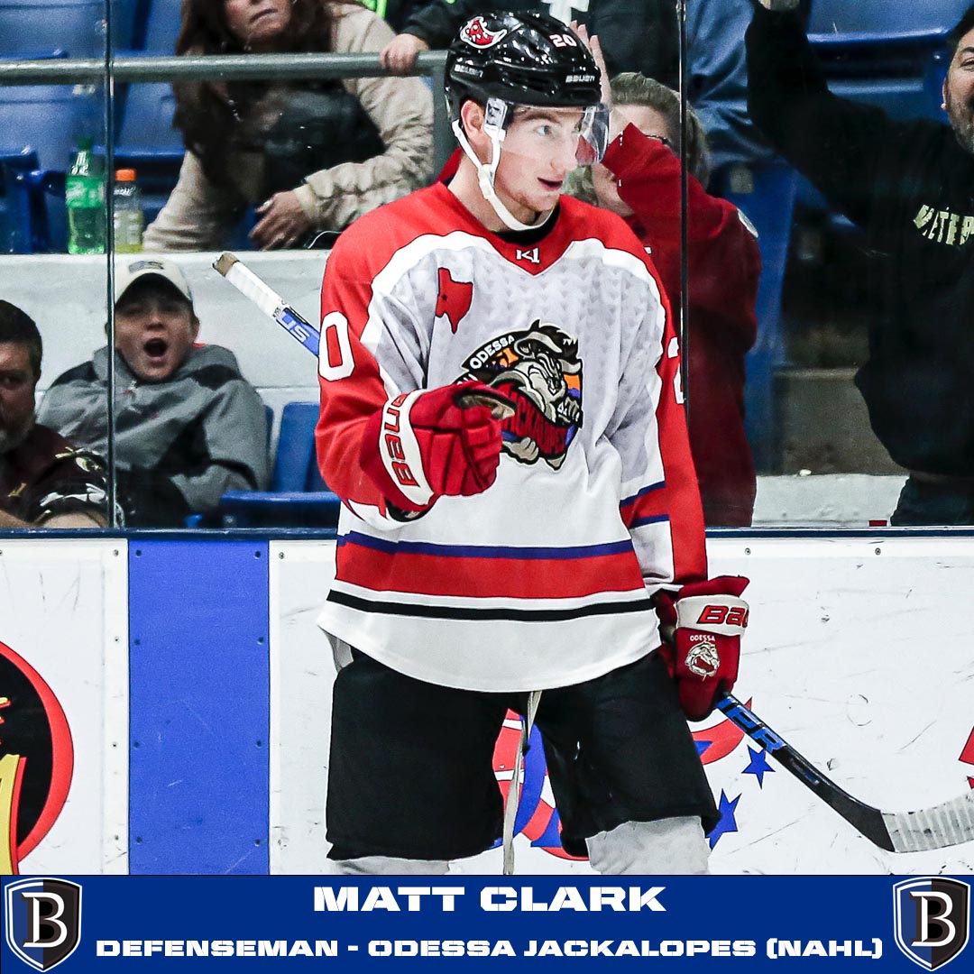 Matt Clark is a 6-2, 185 pound Defenseman from Jamison, PA. He played two seasons in the NAHL, and split last season between Odessa and Topeka.

In 95 career games in the NAHL, he registered 10 goals and 23 assists.