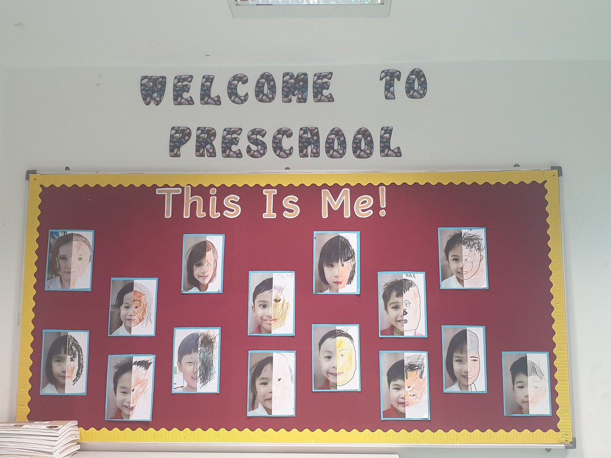 'This is Me'-After a discussion about our features, how we were similar and different, observing our individual eye and hair colour, the children attempted to draw the other half of the face. I think they did amazing! #IEYC #earlyyears #teachertwitter