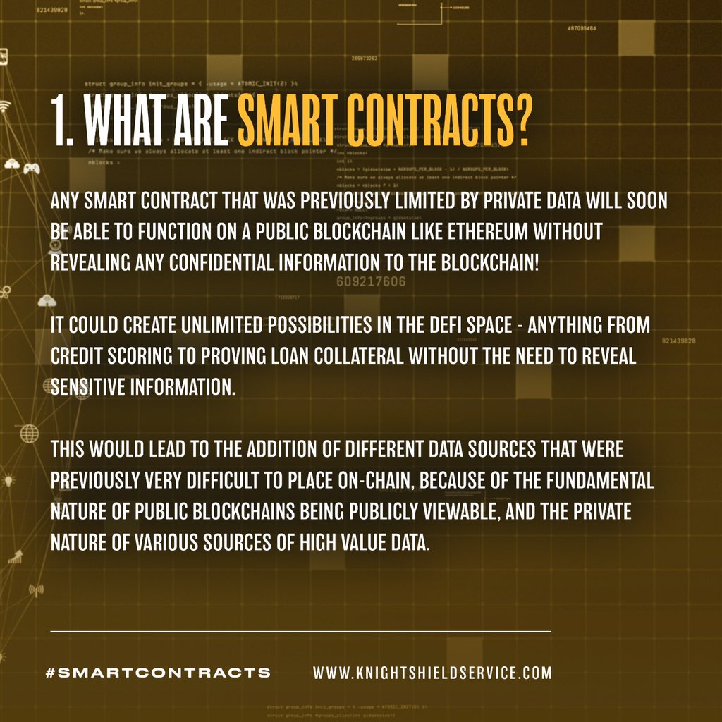 KSSintl's tweet photo. What ARE Smart Contracts you ask?
We’ve got you! 👇🏼👇🏼
Smart Contracts are lines of code that are stored on a blockchain and automatically execute when predetermined terms and conditions are met.
- https://t.co/BPIAeOcVr6
#Cybersecurity #Security #Blockchain #Knightshieldsvcs https://t.co/YiH9SGzK0G