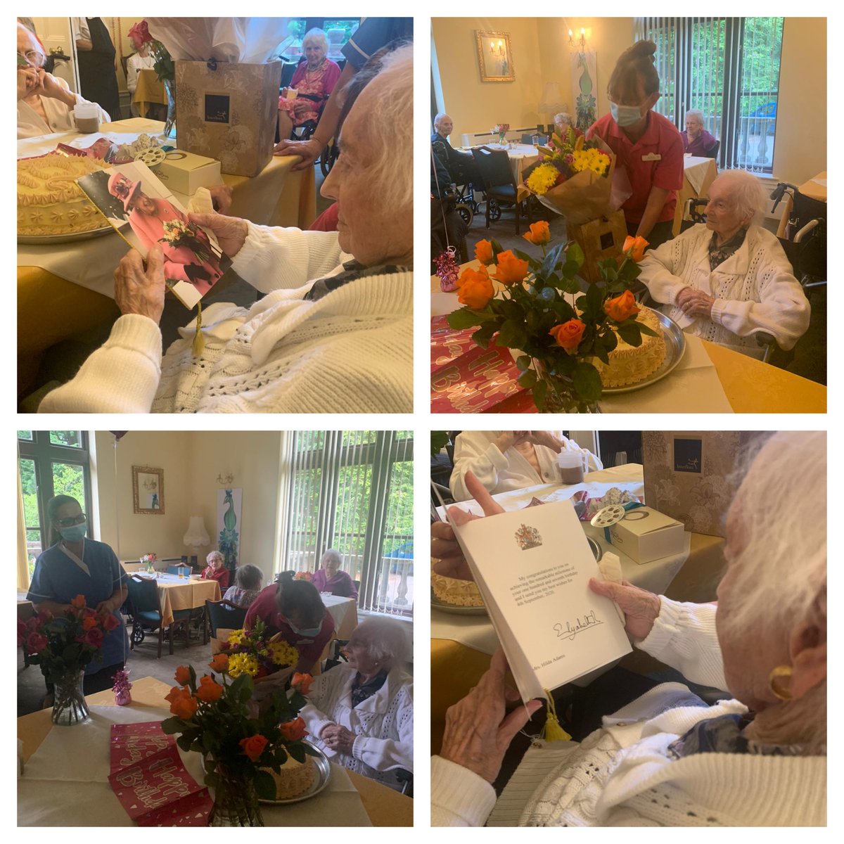 ClarendonCG's tweet photo. 🎈Happy 107th Birthday🎈
Happy Birthday Hilda. Hope you had a smashing day with your friends at Kenilworth Manor. We hope enjoyed your gifts, cakes, cards especially from Her Majesty the queen. You look lovely 

🎂🎁💛🇬🇧🌹 https://t.co/oEO4PlMKTQ
