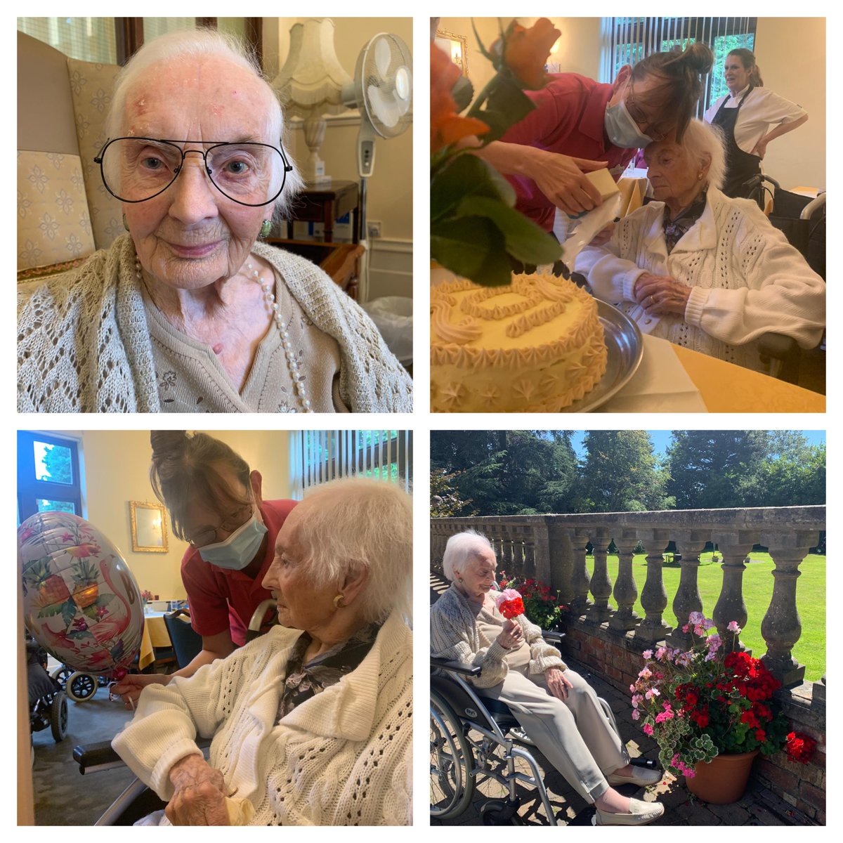 🎈Happy 107th Birthday🎈
Happy Birthday Hilda. Hope you had a smashing day with your friends at Kenilworth Manor. We hope enjoyed your gifts, cakes, cards especially from Her Majesty the queen. You look lovely 

🎂🎁💛🇬🇧🌹