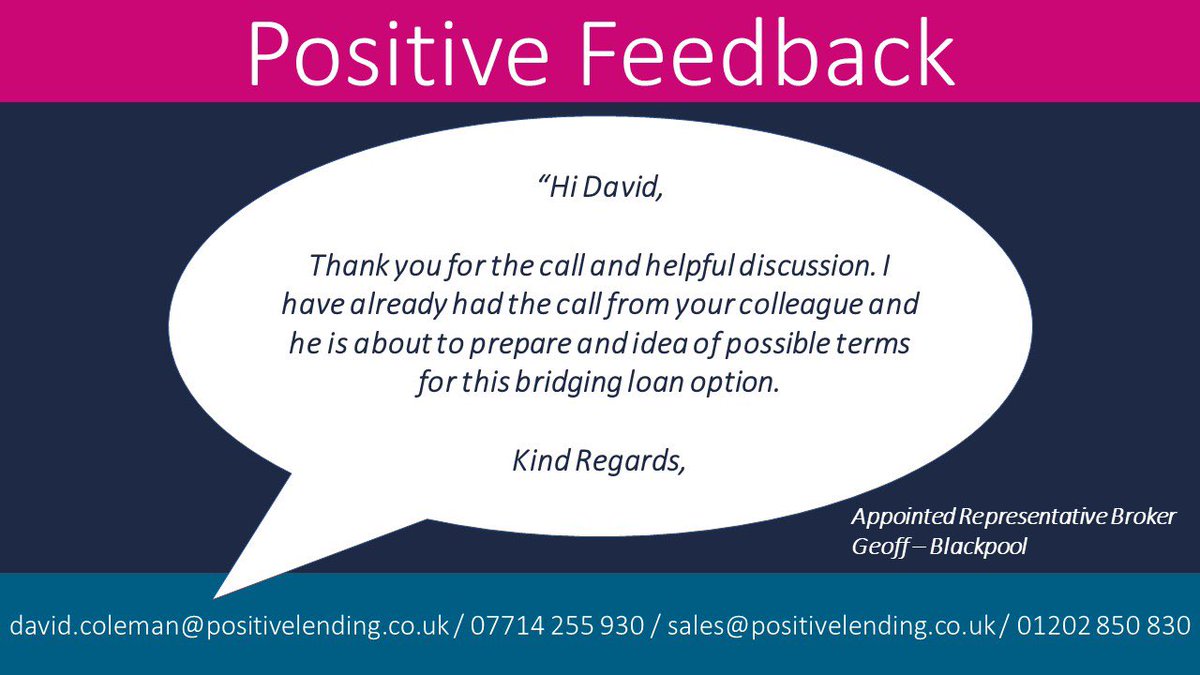 dc_positive's tweet photo. New broker introduction this morning (never does bridging) 🤔
New bridging enquiry received 1.42pm 📨
Broker contacted and terms provided 2.28pm ⏰
Another happy broker supported by @PositiveLendUK 🥳
#bridging #loans #specialistlending #getpositive #experts https://t.co/FbwdHeMocG