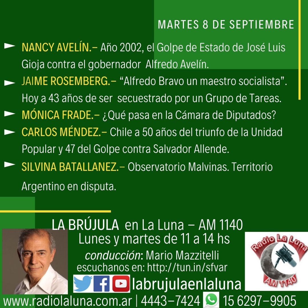 LaBrjula2's tweet photo. Hoy, a partir de las 11:00 hs, comienza nuestra transmisión de La Brújula por AM 1140.
#GolpeDeEstadoEnArgentina @joseluisgioja  #AlfredoBravo #Malvinas #Chile  
En vivo por https://t.co/kiPfsno0KD, en https://t.co/Hxc4XmkpY3 o desde tu celular en https://t.co/6jEggBe9gS https://t.co/0bEfsiYkVu