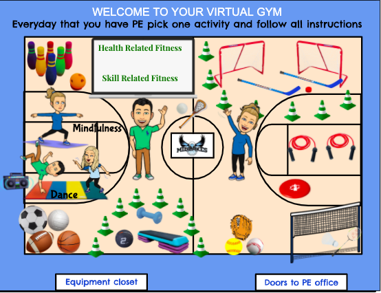 KatieL_PE's tweet photo. Welcome to MES virtual gym. To start our year off we are doing a choice unit. Each piece of equipment is linked to a lesson. We are SO excited to get back to it. We've missed our students SOOO much!
#midlakespride https://t.co/di3TDSn2LX