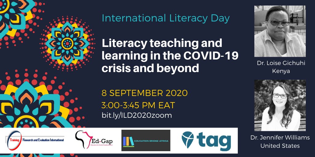 Dr. Jennifer Williams #GoalsProject (@jenwilliamsedu) on Twitter photo Wonderful to celebrate International Literacy Day with teachers in Kenya!
Thank you, @DrLoiseGichuhi for inviting me to join you! #ILD2020 <a href="/ILAToday/">ILA</a> <a href="/stephengpeters/">Dr. Stephen Peters</a> <a href="/JuliB224/">Juli-Anne</a> <a href="/DrKennethKunz/">Dr. Kenneth Kunz (he/him)</a> <a href="/zelfstudie/">koentimmers</a> <a href="/TakeActionEdu/">Take Action Global</a> Wonderful to celebrate International Literacy Day with teachers in Kenya!
Thank you, @DrLoiseGichuhi for inviting me to join you! #ILD2020 <a href="/ILAToday/">ILA</a> <a href="/stephengpeters/">Dr. Stephen Peters</a> <a href="/JuliB224/">Juli-Anne</a> <a href="/DrKennethKunz/">Dr. Kenneth Kunz (he/him)</a> <a href="/zelfstudie/">koentimmers</a> <a href="/TakeActionEdu/">Take Action Global</a>