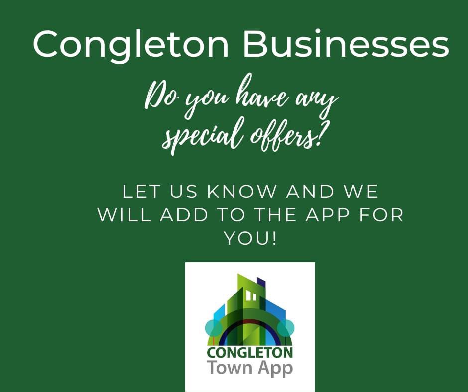 AppCongleton's tweet image. Congleton Business owners!

Do you have any special offers which you would like to add to the Congleton App?

Message us and we will get your offes on the App and give your business a shout out on our social media platforms.

@CanalsideRadio @CongletonChron @CongletonTown